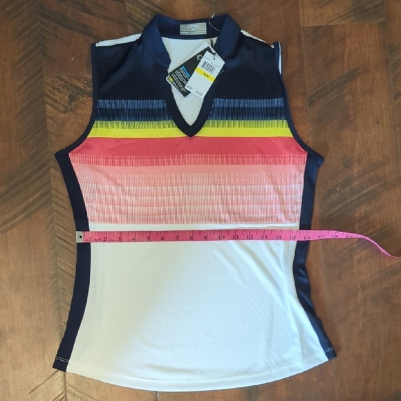 NWT Callaway White Colorful Striped Sleeveless V-Neck, US M - Picture 6 of 7